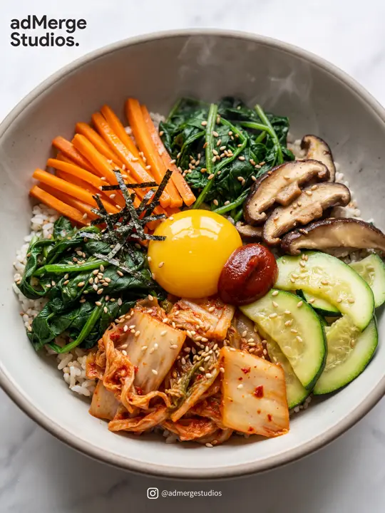 Feed poster: A colourful rice bowl shot from above, ready for the feed.